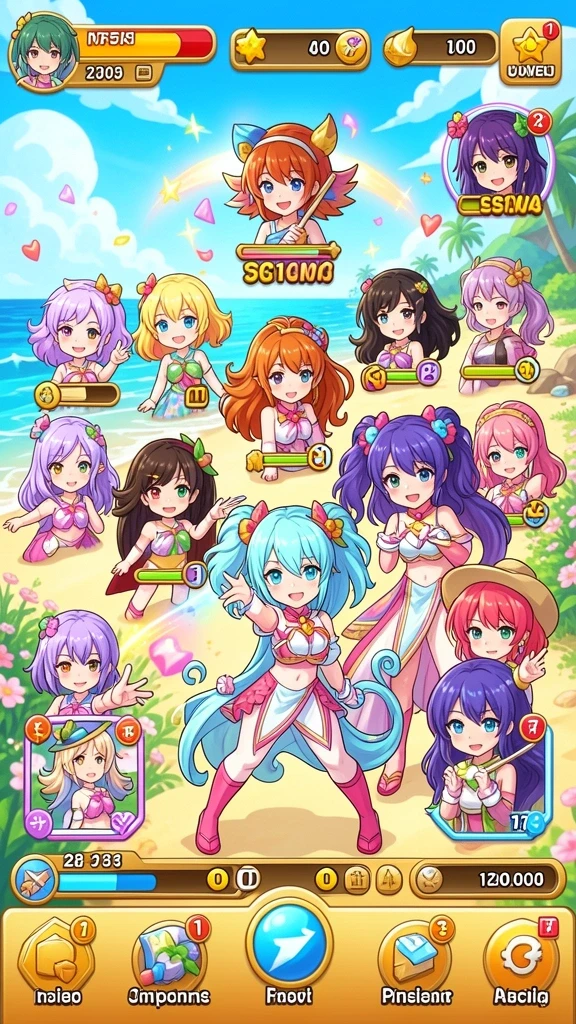 Lingkungan game yang beragam dan penuh warna.