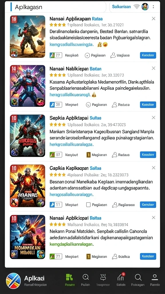 Screenshot menunjukkan tampilan menu dengan berbagai opsi permainan.