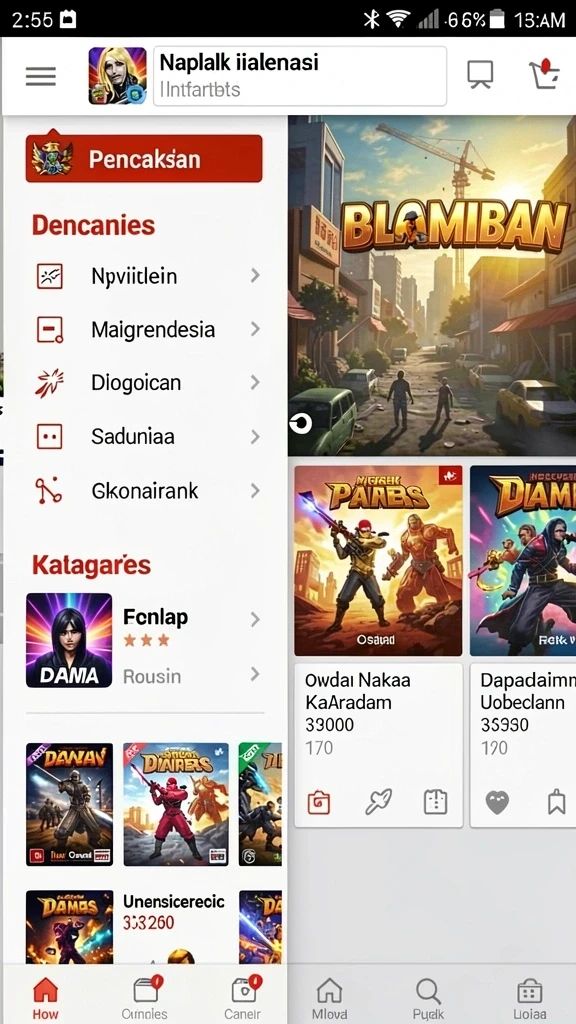 Layar karakter dengan pilihan kostum yang beragam.